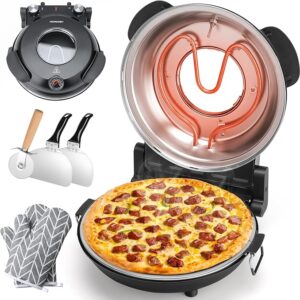 Electric Pizza Oven Indoor with Glazed Ceramic Stone